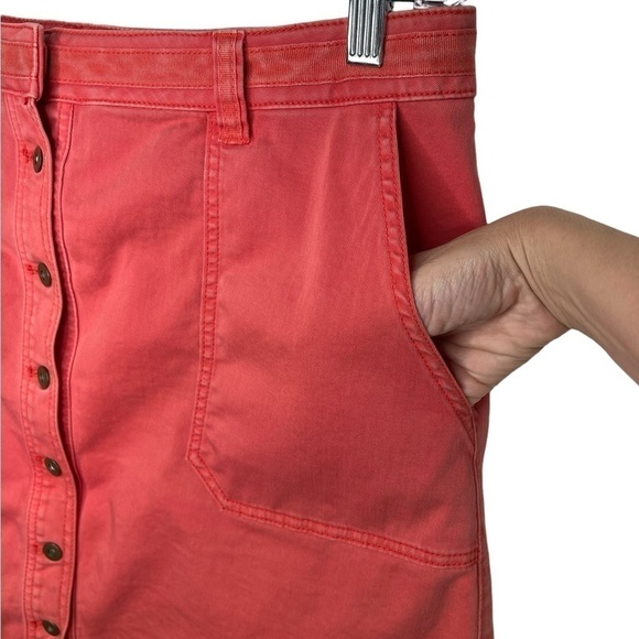 Anthropologie Pilcro & The Letterpress Coral Pink A-Line Button Down Skirt Sz 14 - Picture 5 of 15